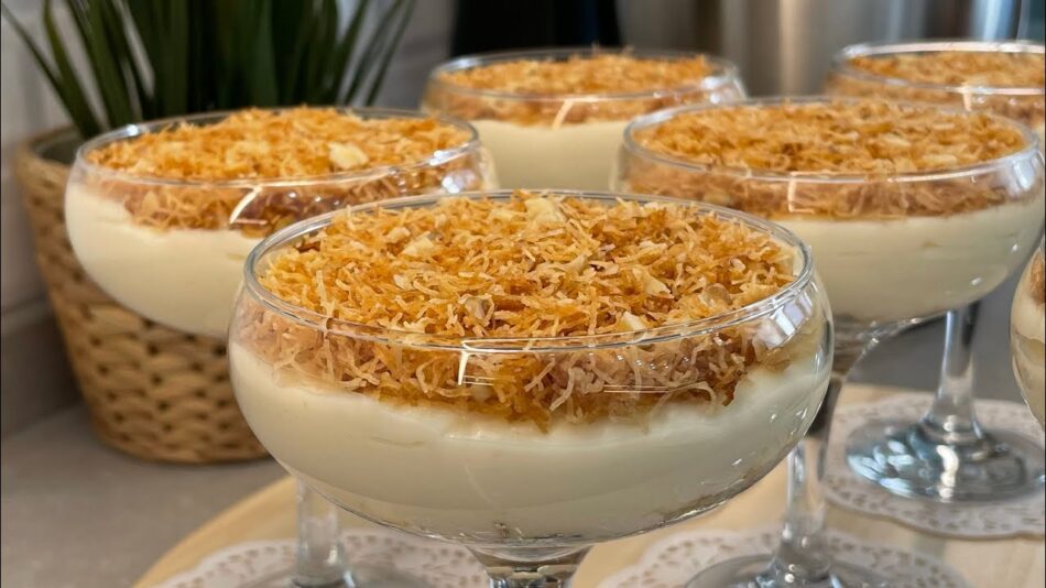 Çıtır Kadayıflı Kupta Muhallebi Tarifi