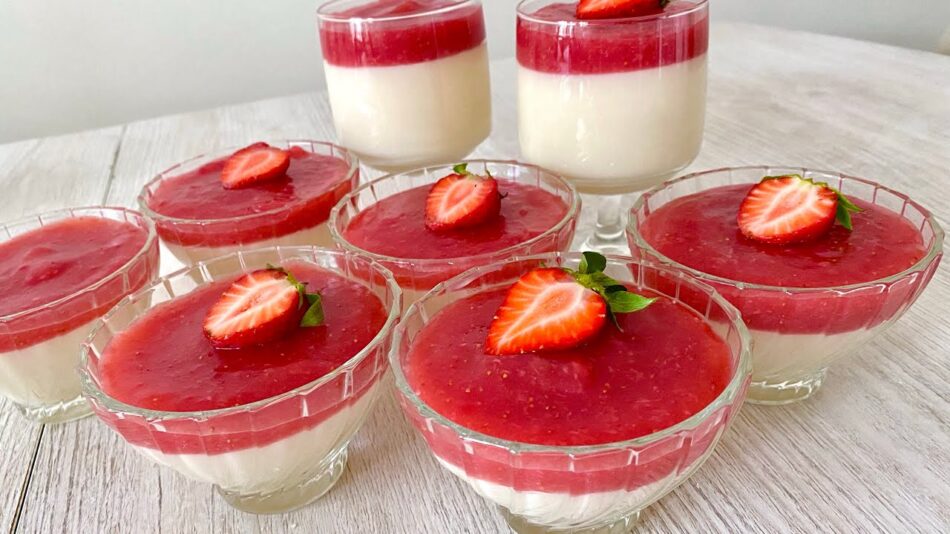 Tam Kıvamında Çilek Soslu Muhallebi Tarifi